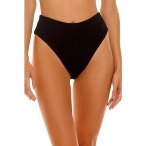 NEW Agua Bendita Penelope Bikini Bottom in Eames Solid Black Textured Size 10 XL
